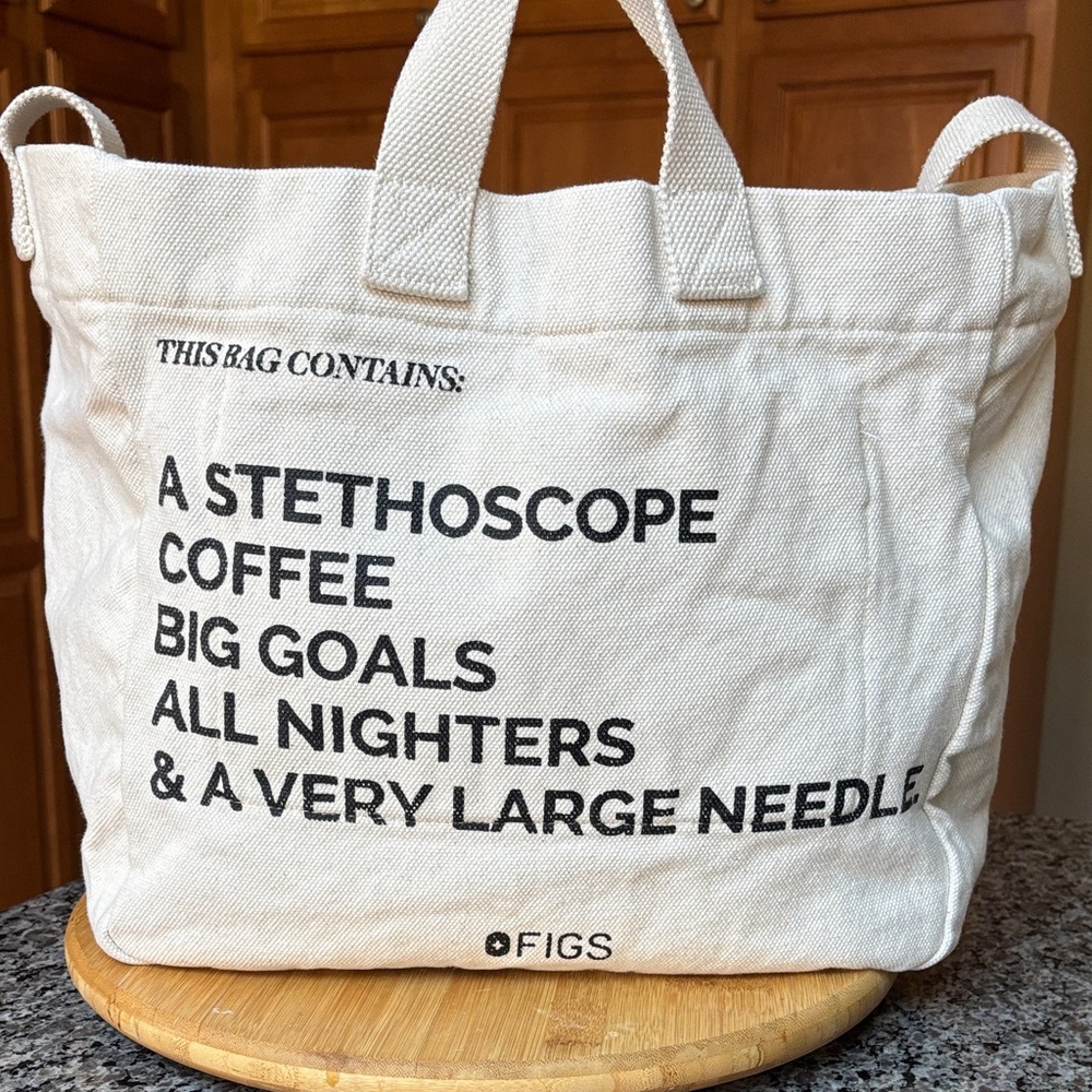 Figs Cream Canvas Tote with Black Text - Picture 5 of 10